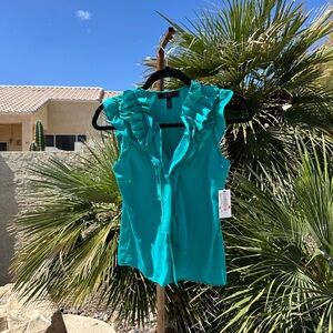 Jessica Simpson Teal Ruffled Sleeveless Top NEW XS